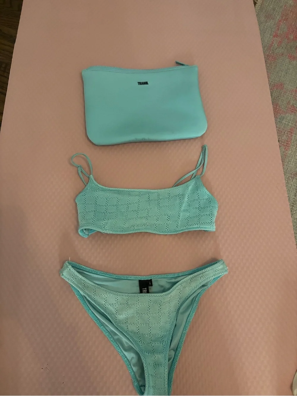 triangl swimwear Light Aqua Lace-Textured Bikini Set